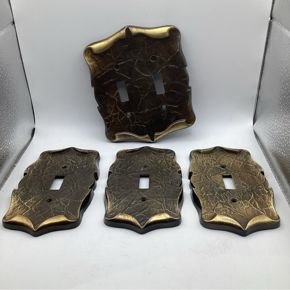 4 X Amerock Carriage House light Switch Plate Covers- Double Single Brass Bronze